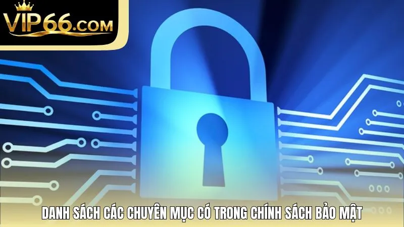 Danh sách các chuyên mục có trong chính sách bảo mật